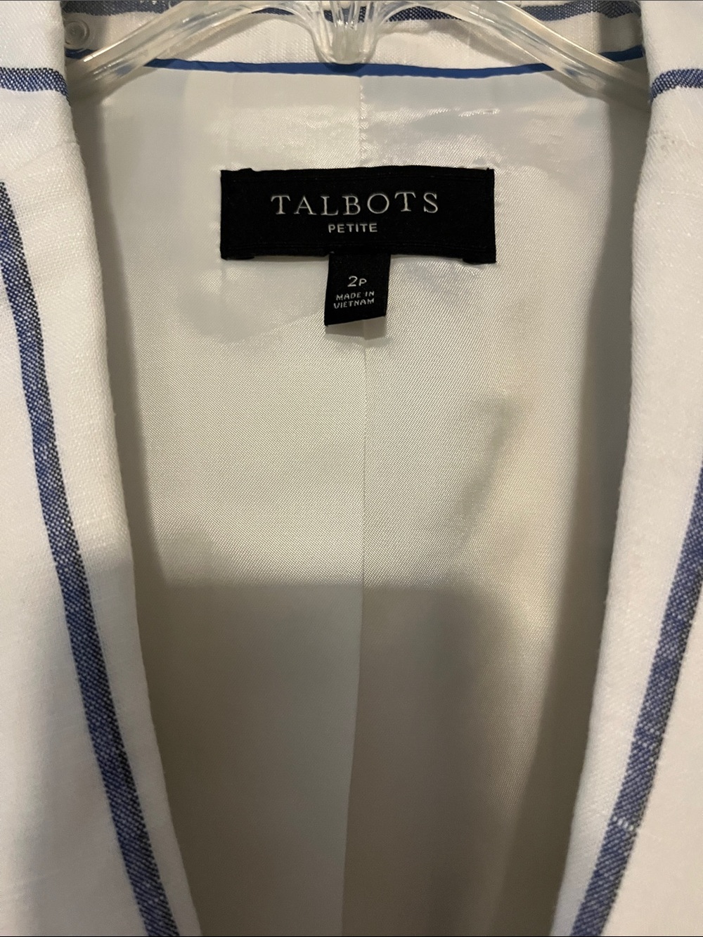 Talbots Cream Blazer with Navy Stripes 2P Excellent Condition - Picture 3 of 4